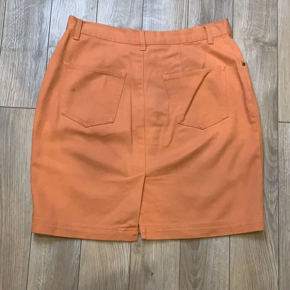 NY & Co 5-Pocket Denim Pencil Skirt Back Split Orange Women’s 14 - Picture 7 of 9